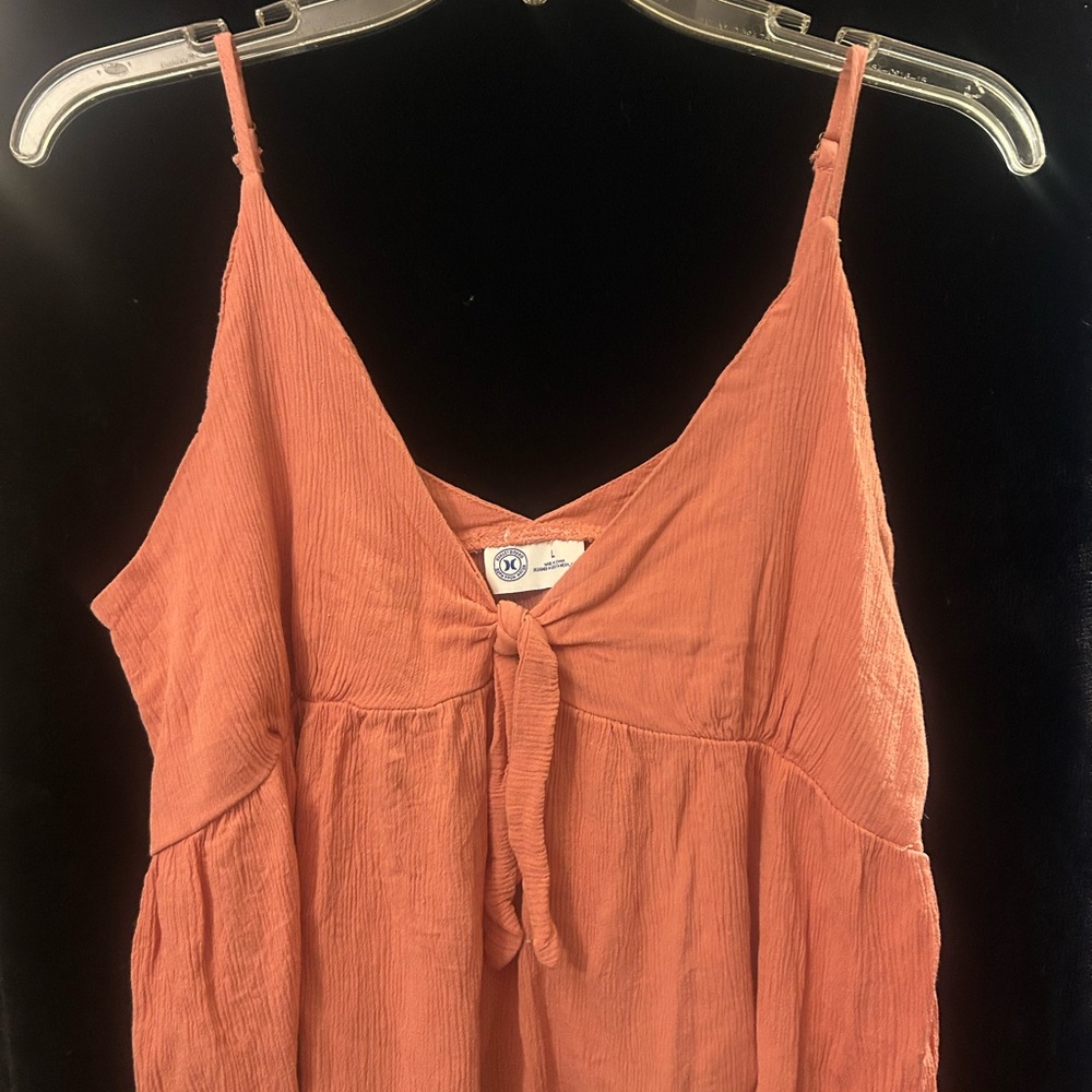 Hurley Rust-Orange Tie-Front Spaghetti Strap Camisole